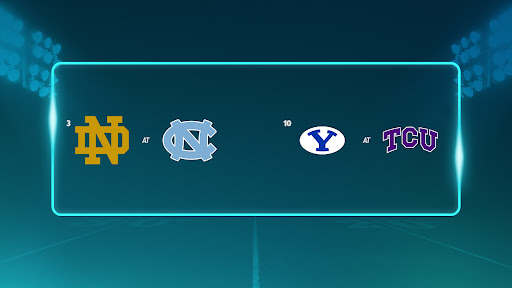 ND @ UNC - Noon ET & BYU @ TCU - 7PM ET Saturday 活动预览