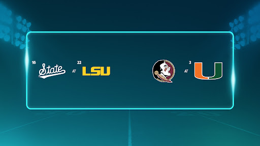 Saturday, Mississippi State @ LSU, 12pm ET & FSU @ Miami, 7pm ET 活动预览