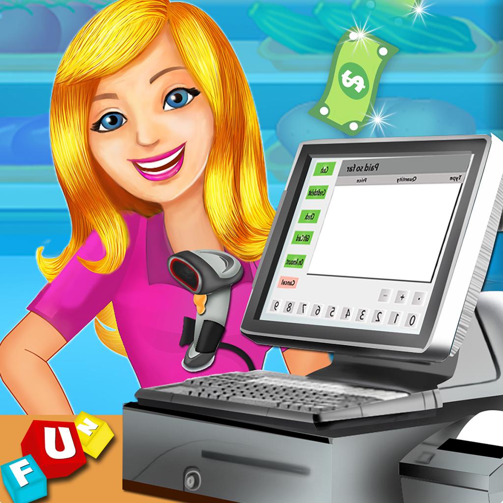 Supermarket Cash Register Sim- Kids Educational Shopping Mall & Time Management Fun Games  