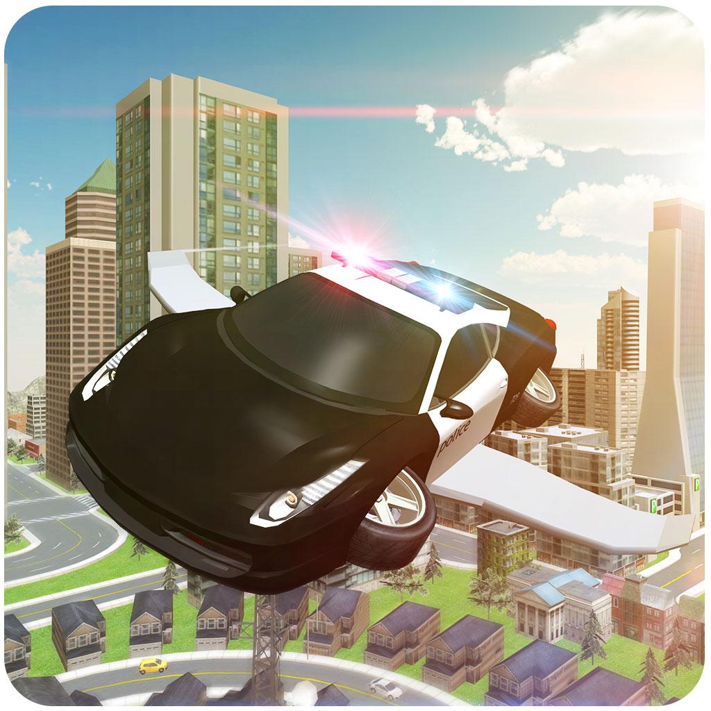 フライングコップカーシミュレーター3D - エクストリーム刑事警察車運転と飛行機のフライトパイロットシミュレータ 